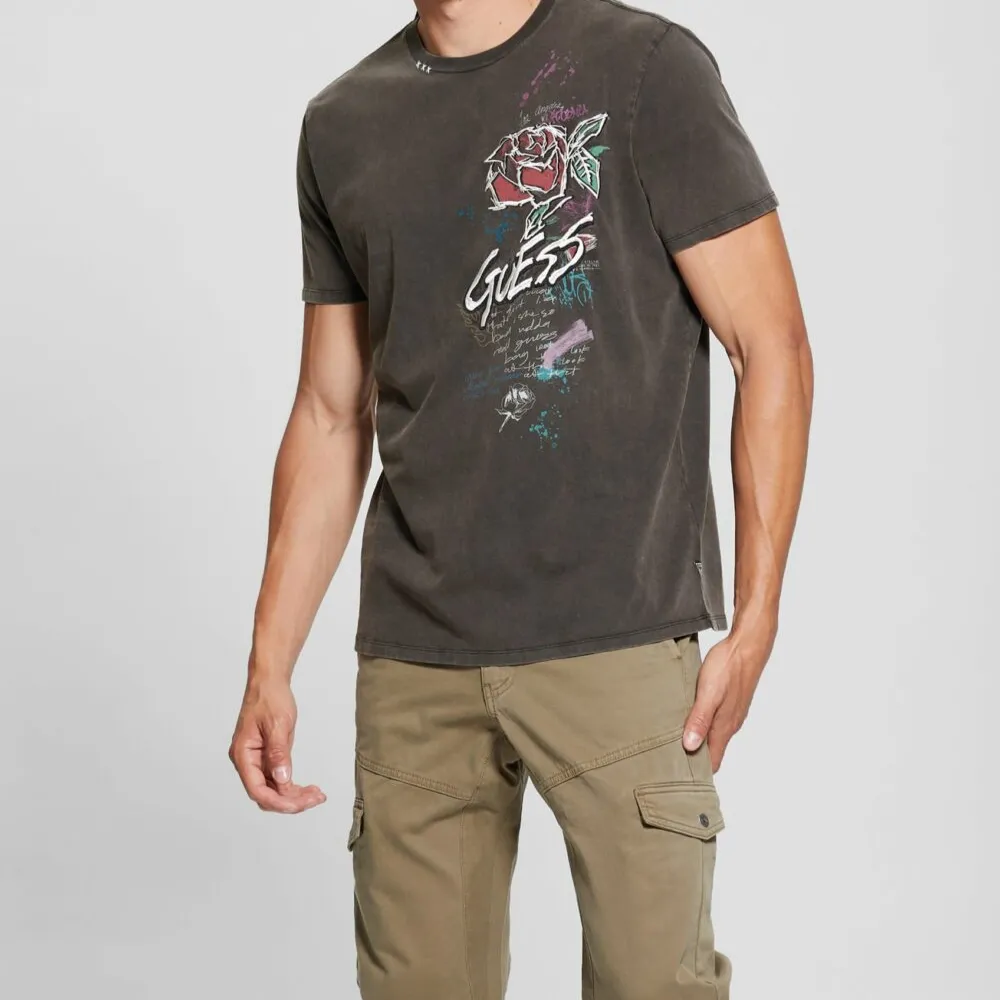 Graffiti Rose Washed Tee